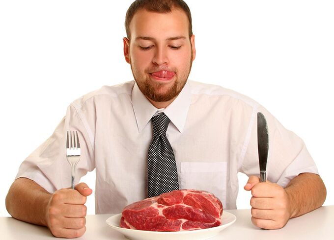 Punane liha mehe toidusedelis